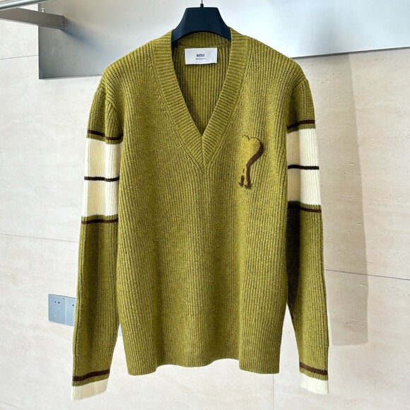 Ami Paris Other - Ami Paris Green Wool College Sweater